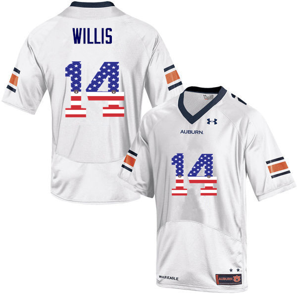 Men #14 Malik Willis Auburn Tigers USA Flag Fashion College Football Jerseys-White